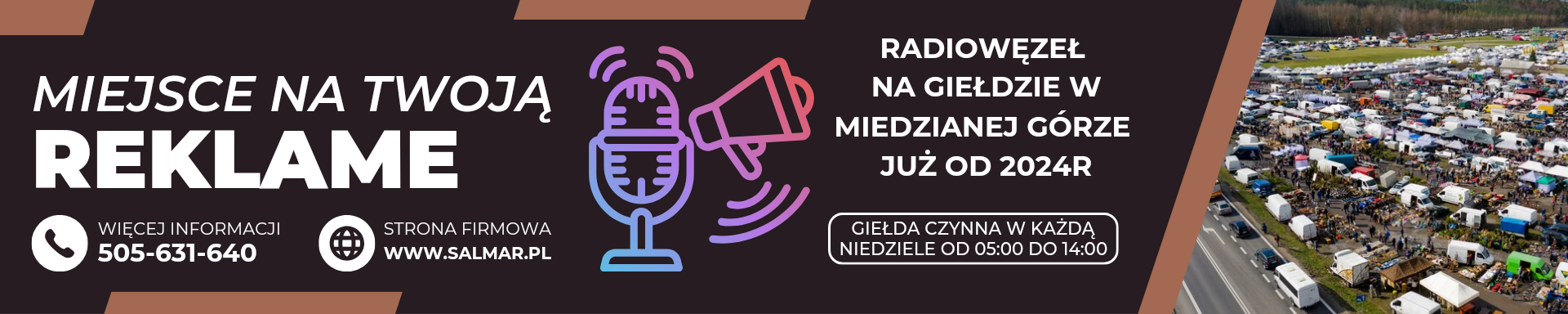 F.H.U.Salmar Prywatna Giełda Towarowa Miedziana Góra - radiowęzeł reklama na terenie giełdy w Miedzianej Górze koło Kielc