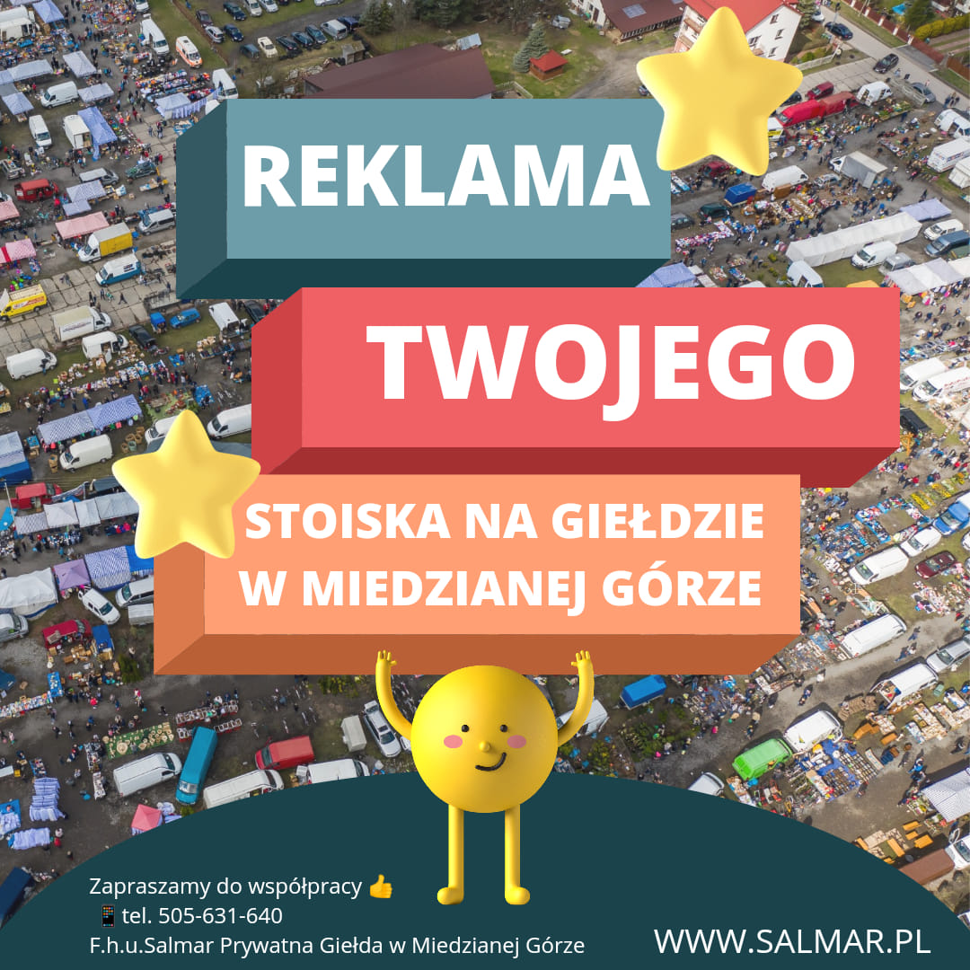 Reklama na giełdzie w Miedzianej Górze koło Kielc