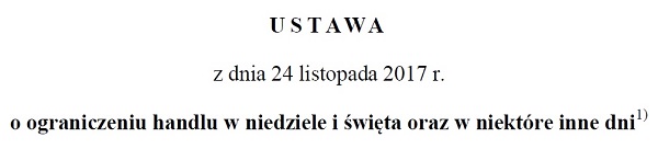 Ustawa o ograniczeniu handlu w niedziele i święta oraz w niektóre inne dni giełda Miedziana Góra